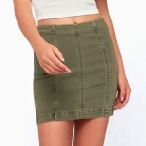 Free People | Modern Femme Olive Green Denim Mini Skirt